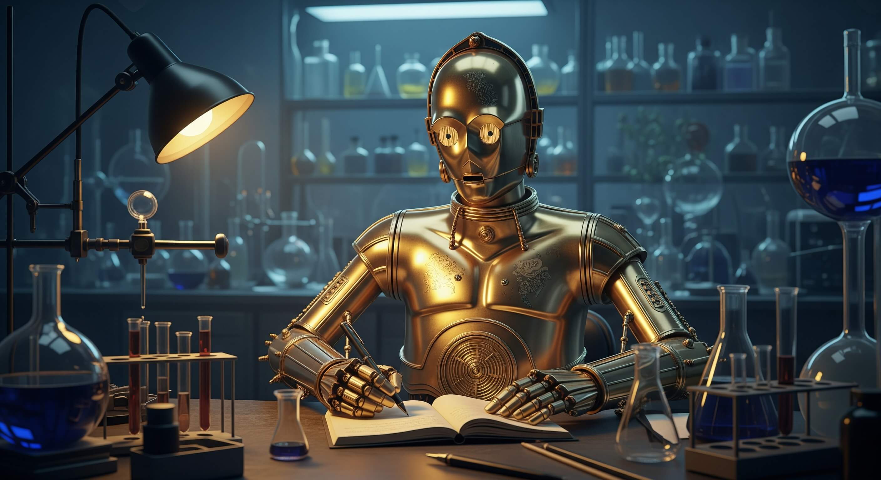 C3PO escribiendo una artículo científico. ¿Puede la IA escribir ciencia?